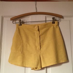 Vintage Butter Yellow Linen Shorts
